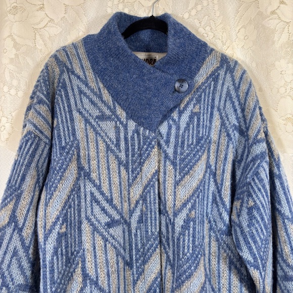 Vintage Wool Jacket Coat Blue Scandinavian Eclectic Size Medium Large - Picture 3 of 13